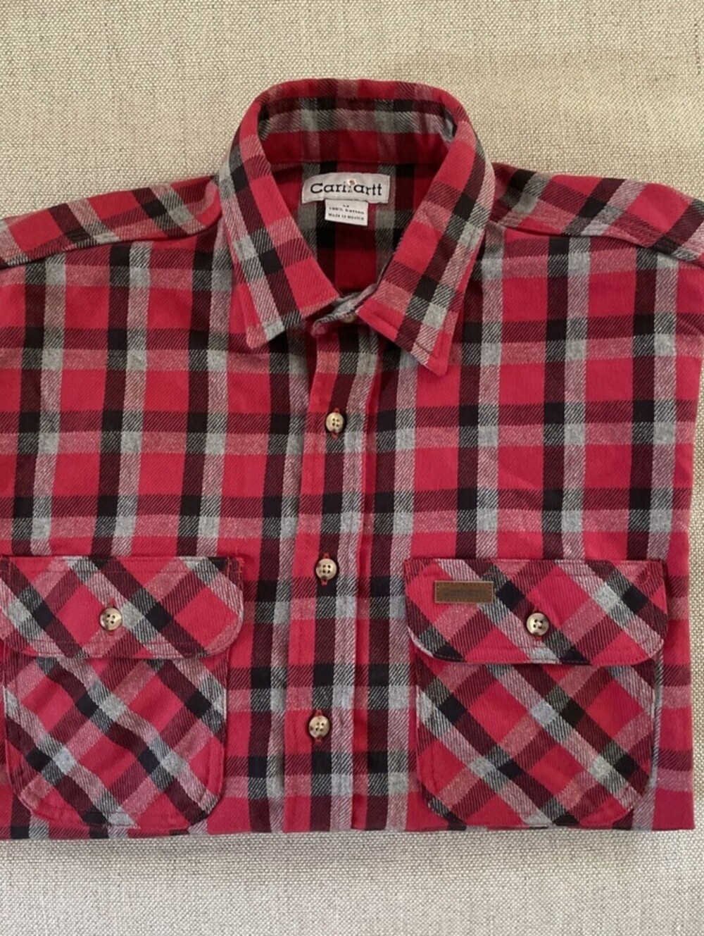 Carhartt Shirt Plaid Heavyweight Thick Flannel Y2K Button M